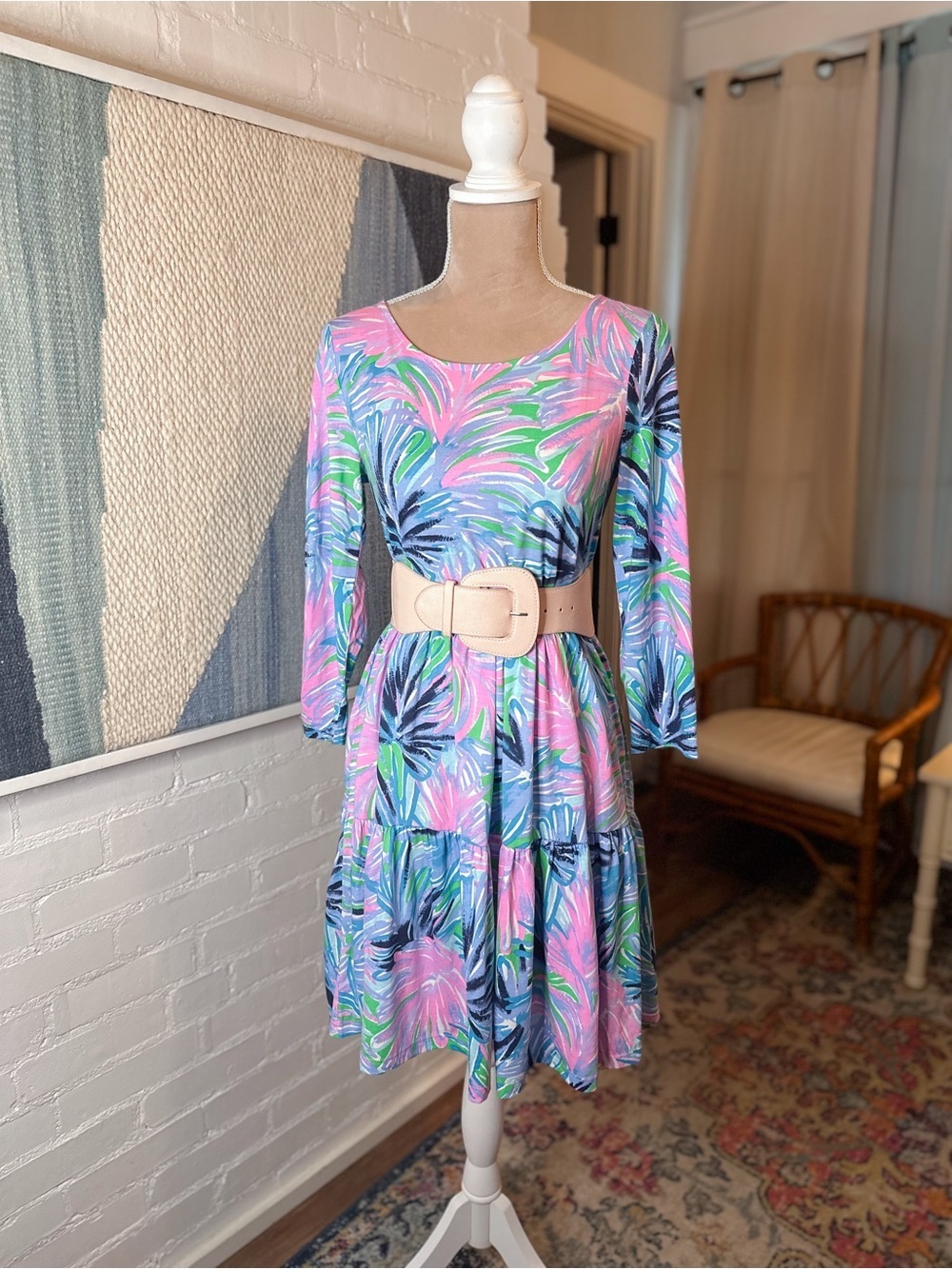Lilly Pulitzer Pink and Purple ¾th Sleeve Dress